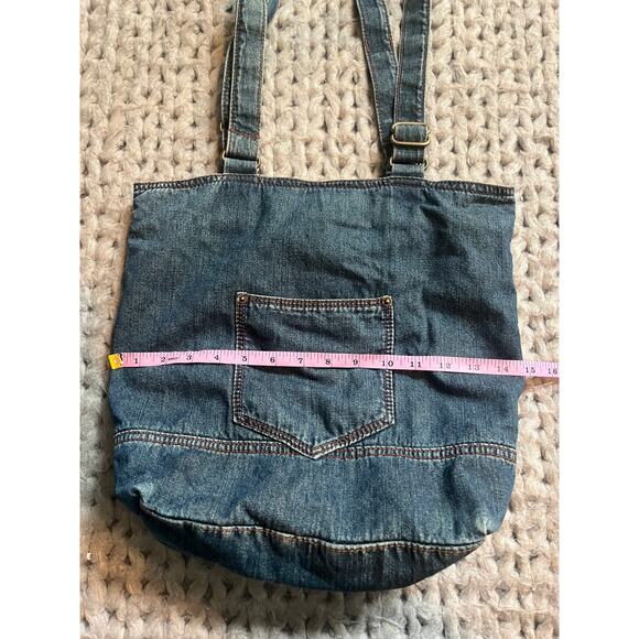 Denim tote, purse, jean pocket front - Picture 3 of 5